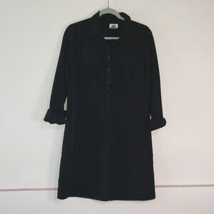 OLD NAVY Shirtdress Black Medium Long Sleeves Staple Minimalist Lightweight